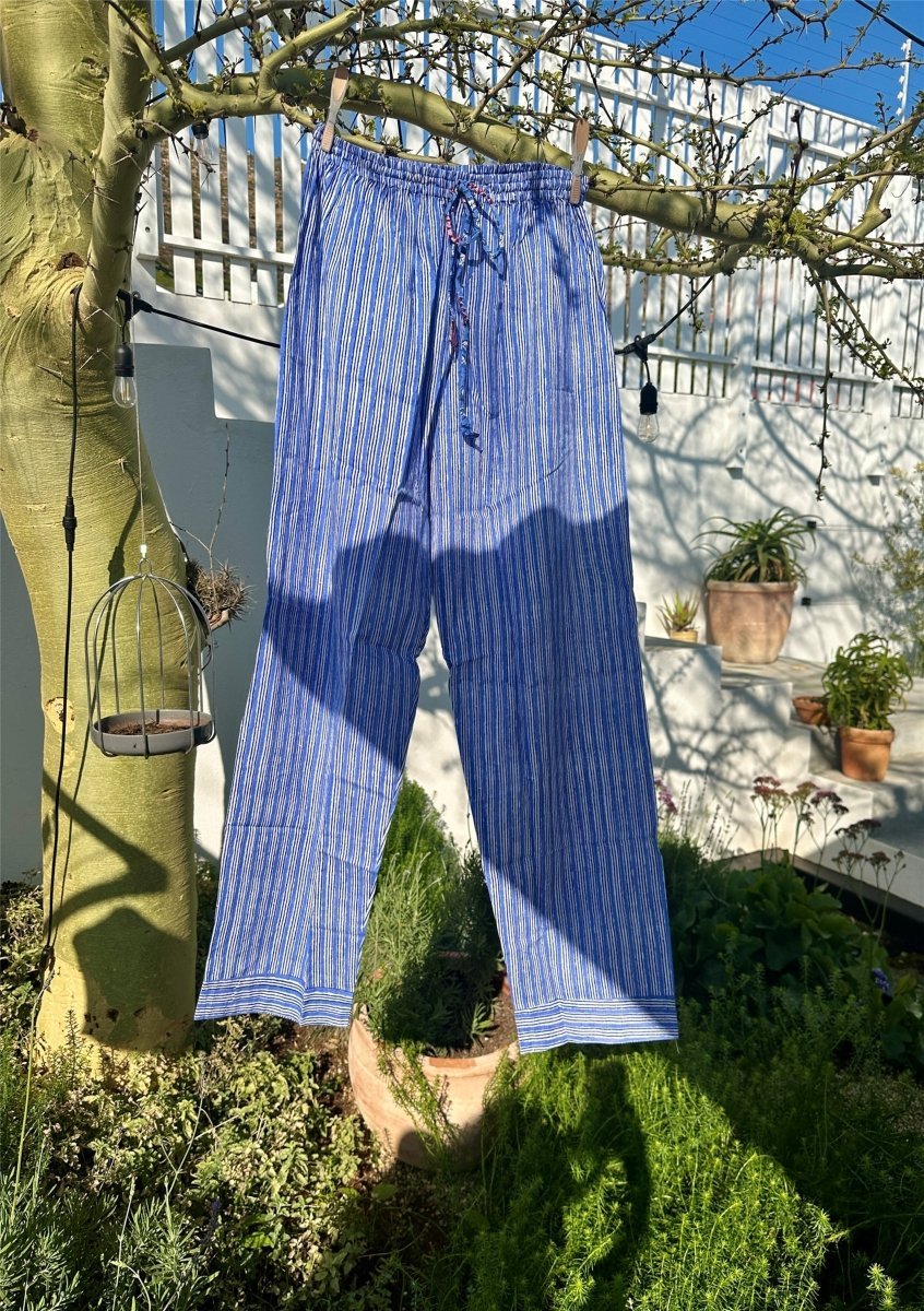 French Pyjama Pants - Poppy On Blue - Gawjus