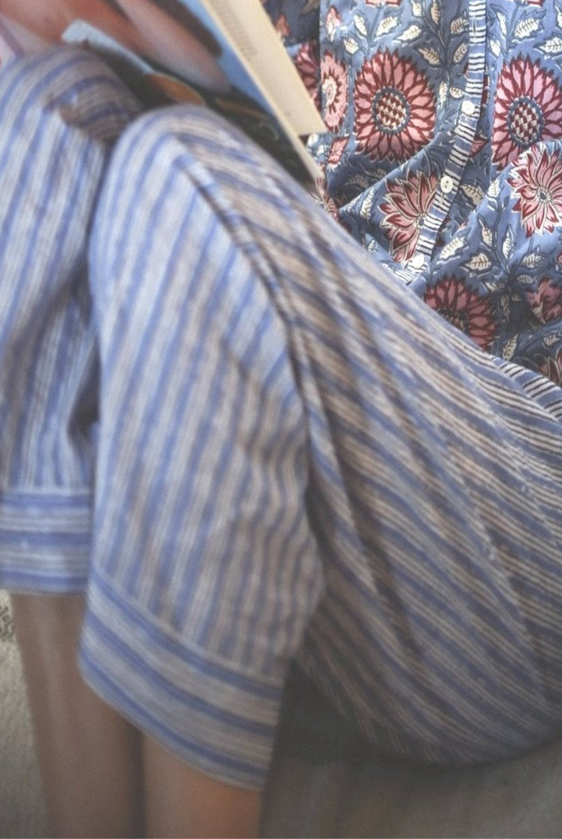 French Pyjama Pants - Poppy On Blue - Gawjus