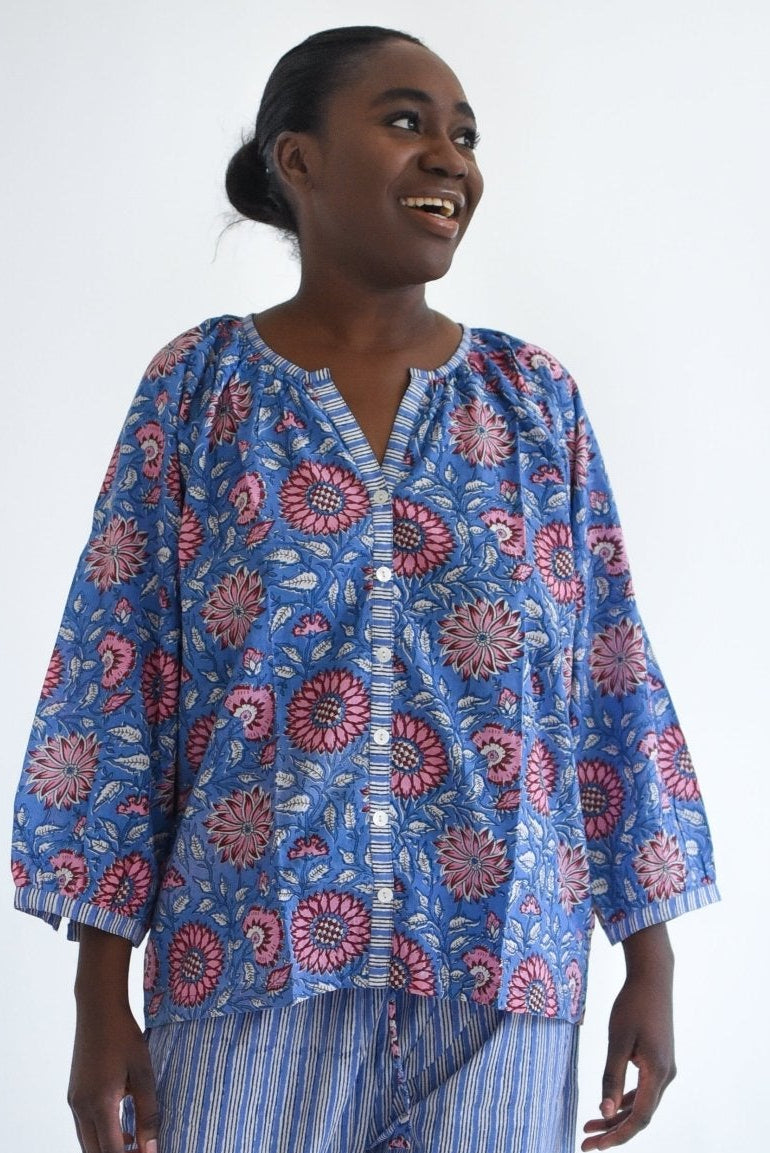 French Pyjamas - Poppy On Blue - Gawjus.CapeTown