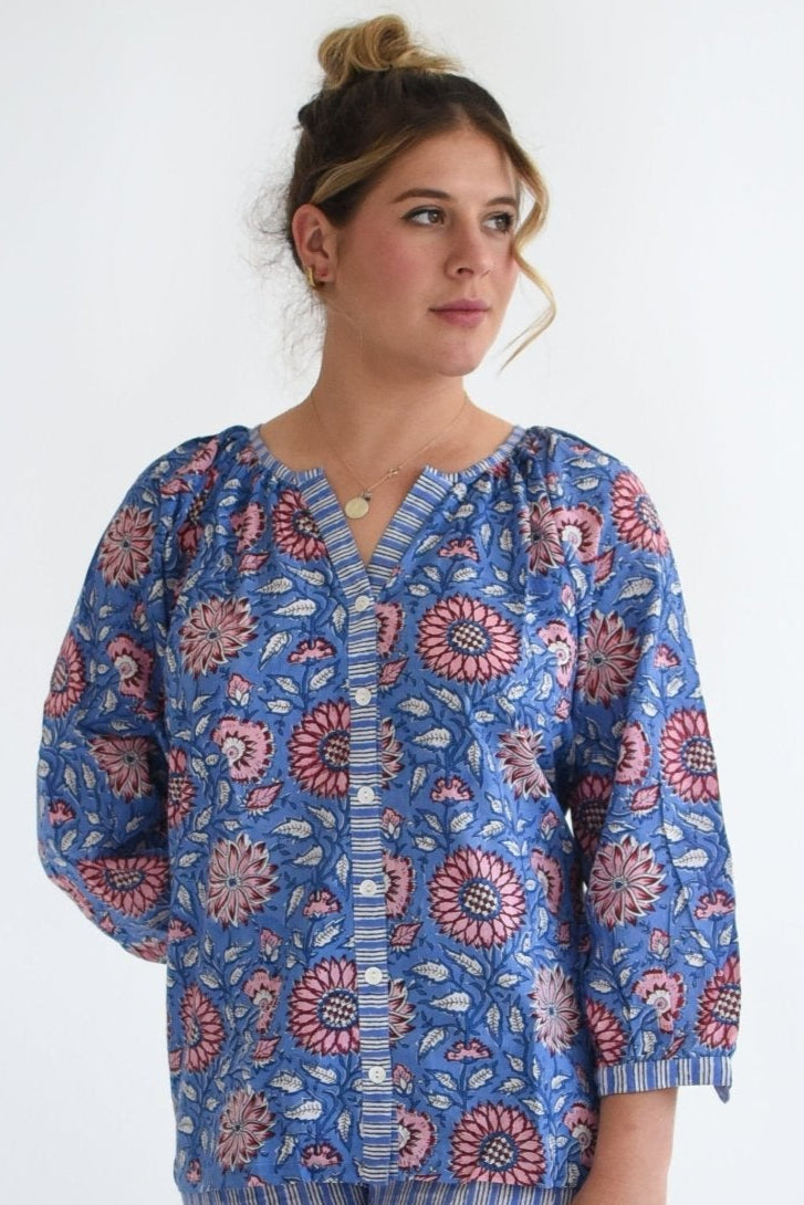 French Pyjamas - Poppy On Blue - Gawjus.CapeTown