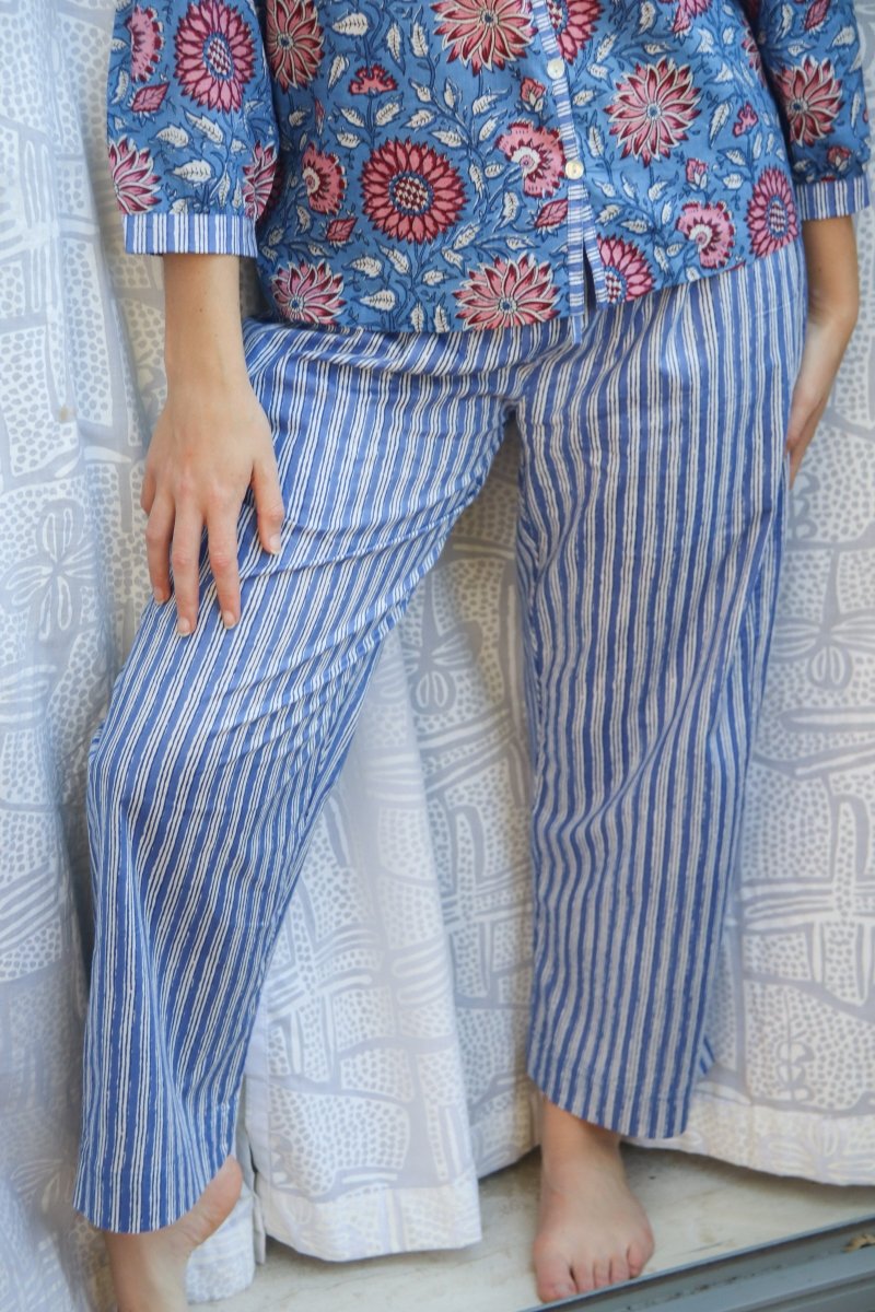 Frenchie Pyjamas - Poppy On Blue - Gawjus