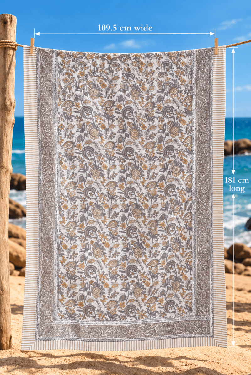 Gawjus Beach Sarong - Brown Paisley - Gawjus