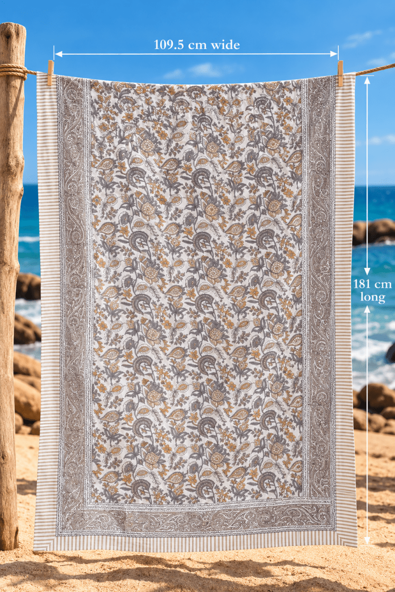 Gawjus Beach Sarong - Brown Paisley - Gawjus