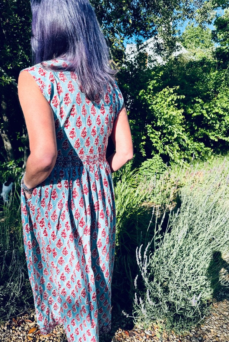 Indian Summer Dress - Raspberry Aqua - Gawjus