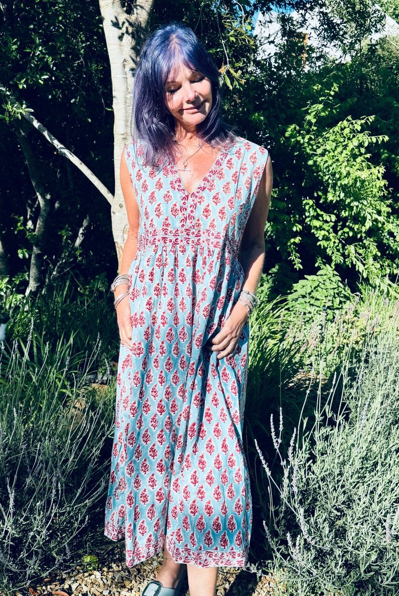Indian Summer Dress - Raspberry Aqua - Gawjus