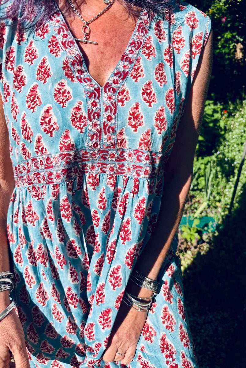 Indian Summer Dress - Raspberry Aqua - Gawjus