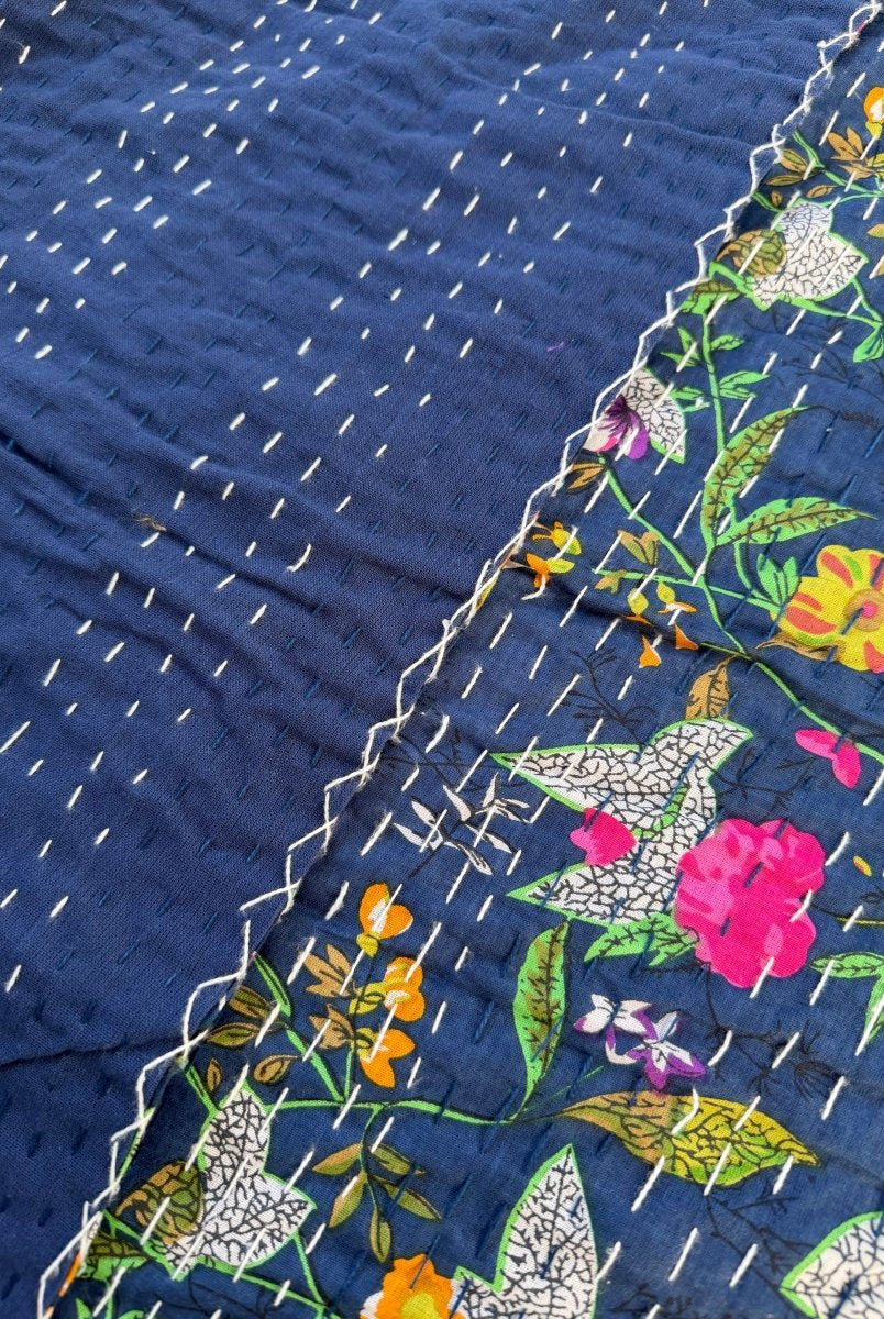 Kantha Blanket - Indigo Blue - Gawjus