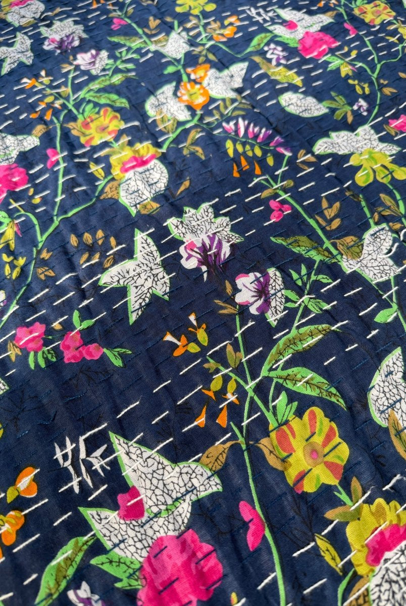 Kantha Blanket - Indigo Blue - Gawjus