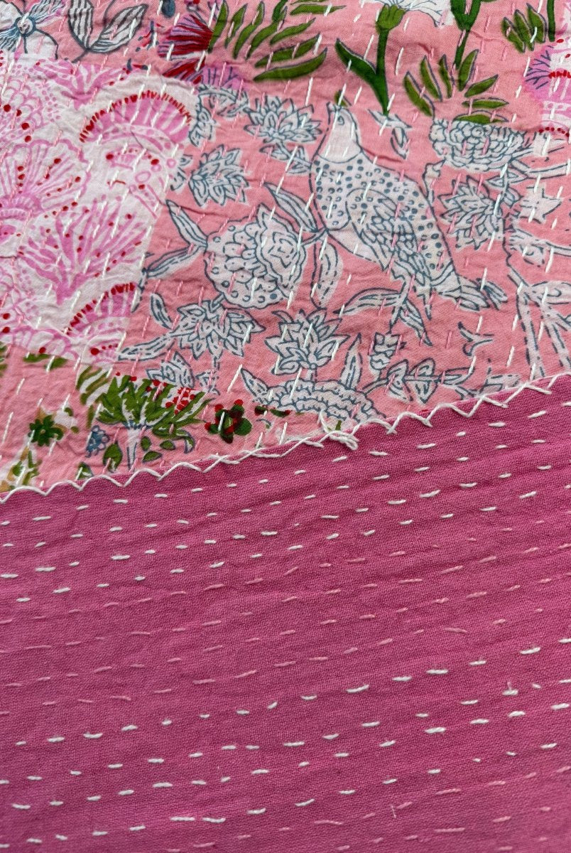 Kantha Blanket - Pink Patch Work - Gawjus