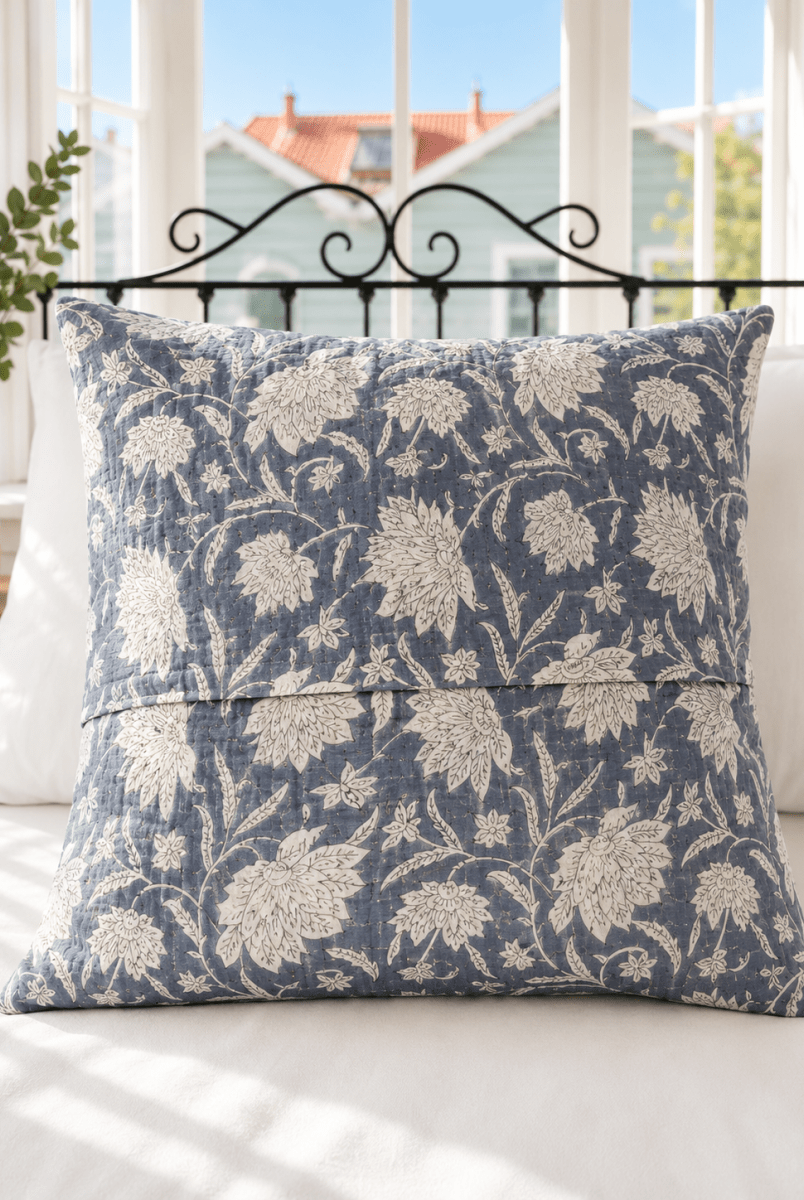Kantha Pillow Case - Misty Meadow (50x50) - Gawjus