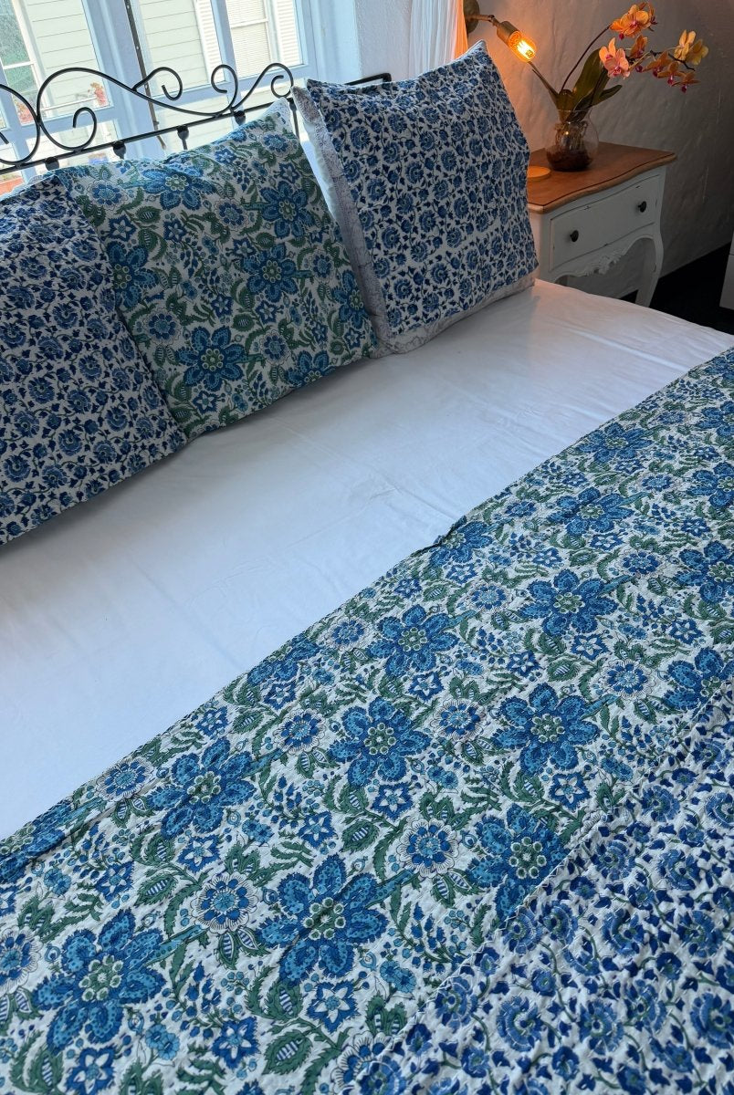 Kantha Quilt - Blue Lagoon - Gawjus