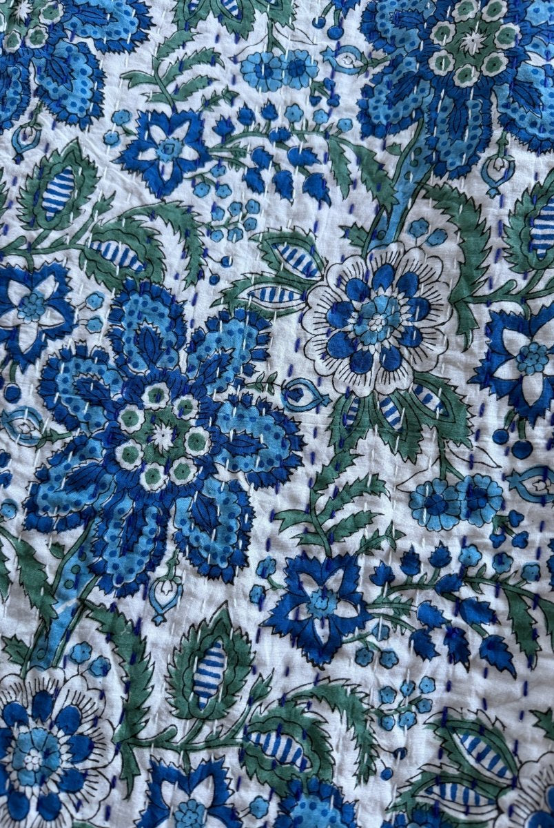 Kantha Quilt - Blue Lagoon - Gawjus