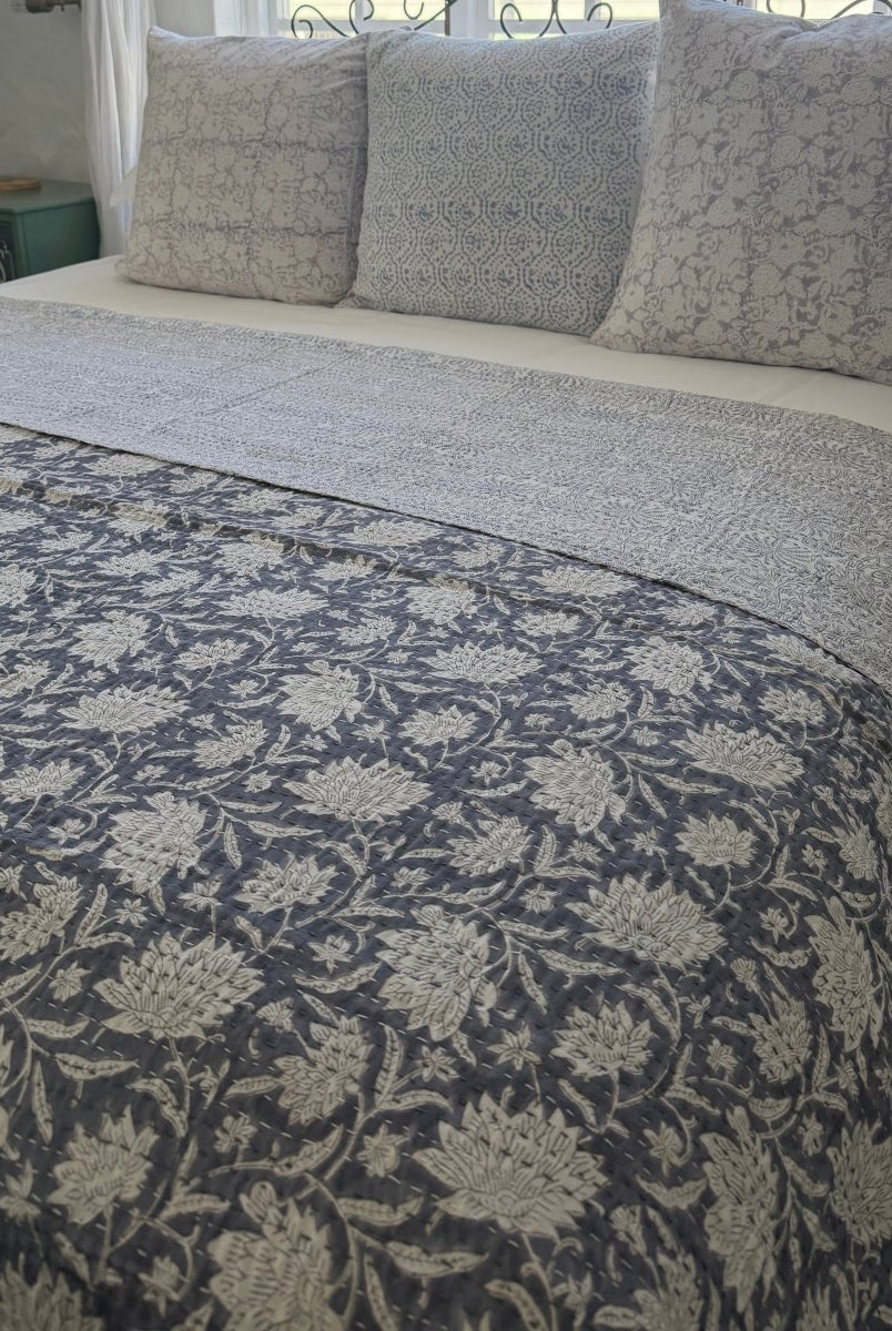 Kantha Quilt - Misty Meadow - Gawjus