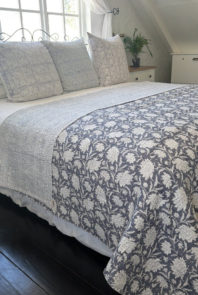 Kantha Quilt - Misty Meadow - Gawjus