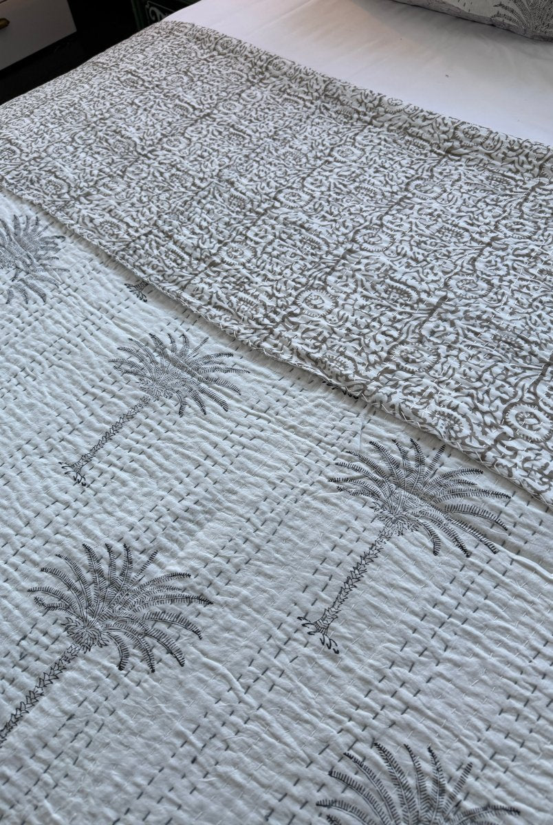 Kantha Quilt - White Sands - Gawjus