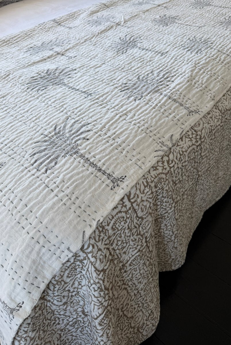 Kantha Quilt - White Sands - Gawjus