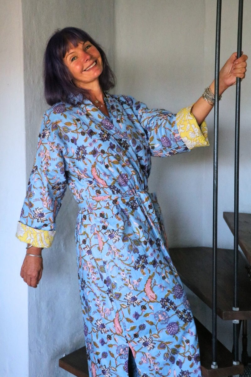 Lavender Blue Reversible Robe - Padded - Gawjus
