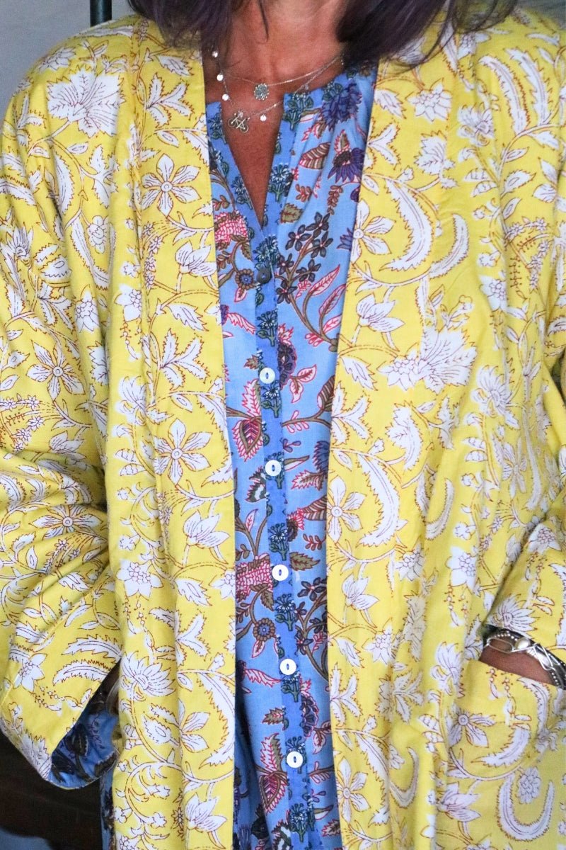 Lavender Blue Reversible Robe - Padded - Gawjus
