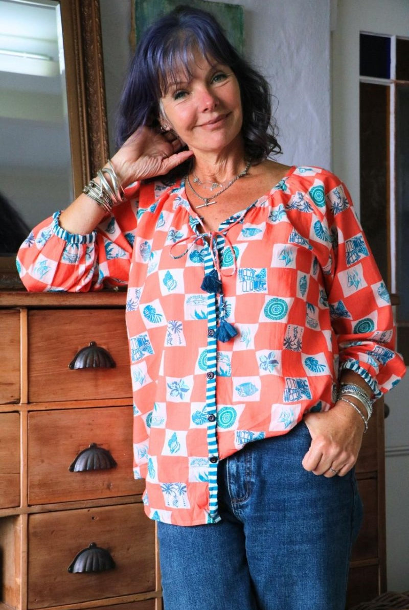 Lulu Blouse - Happy Mandarin - Gawjus