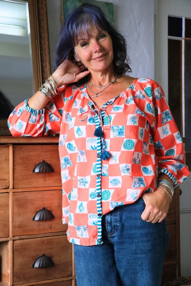 Lulu Blouse - Happy Mandarin - Gawjus