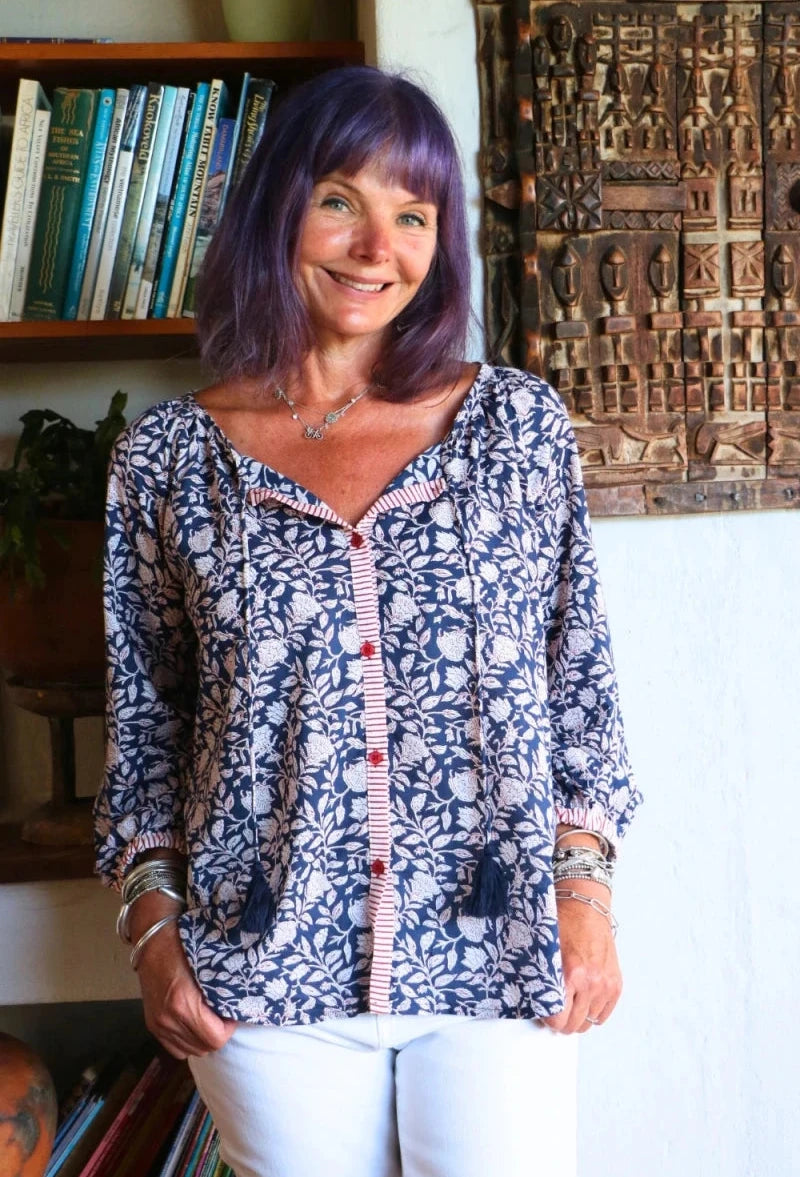 Lulu Blouse - Ink & Cherry - Gawjus