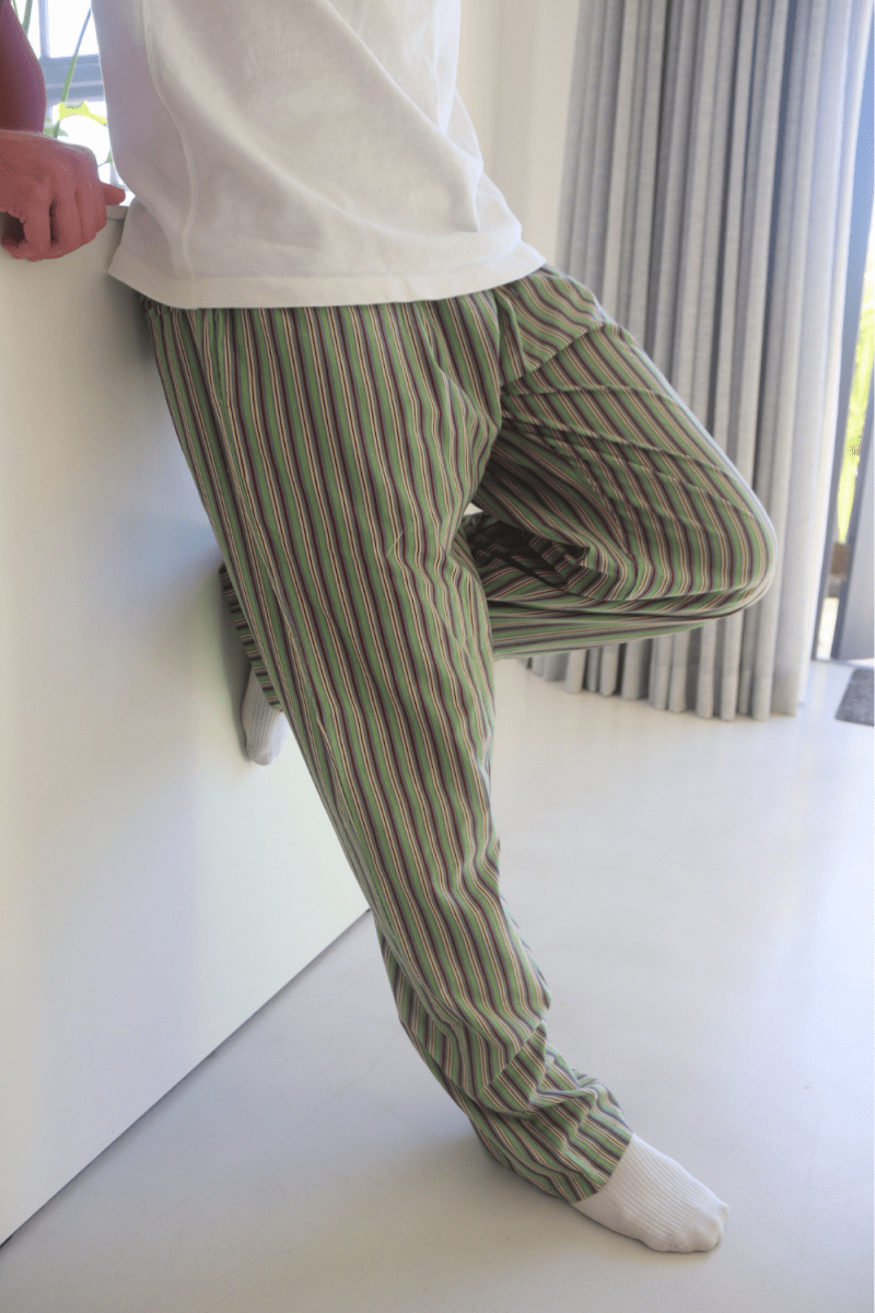 Men's Green Stripe Long Trousers - Gawjus