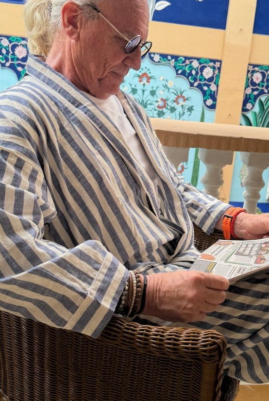 Men’s Handloom Robe - Denim - Gawjus