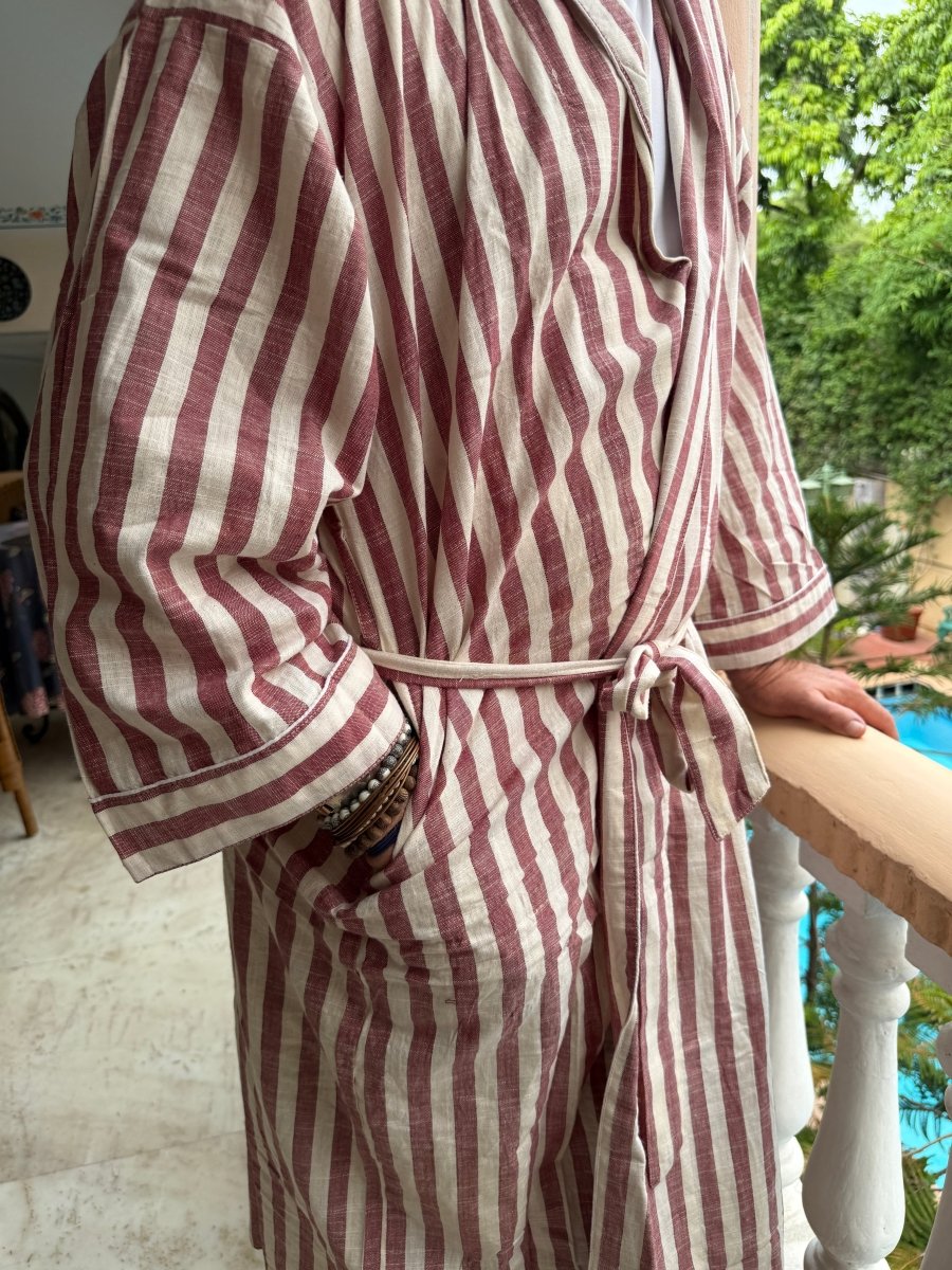 Men’s Handloom Robe - Teak - Gawjus