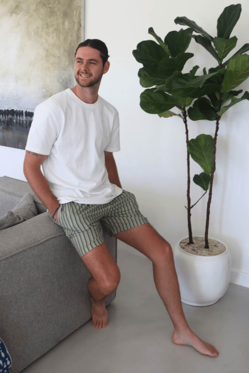 Men's Stripe Green Shorts - Gawjus