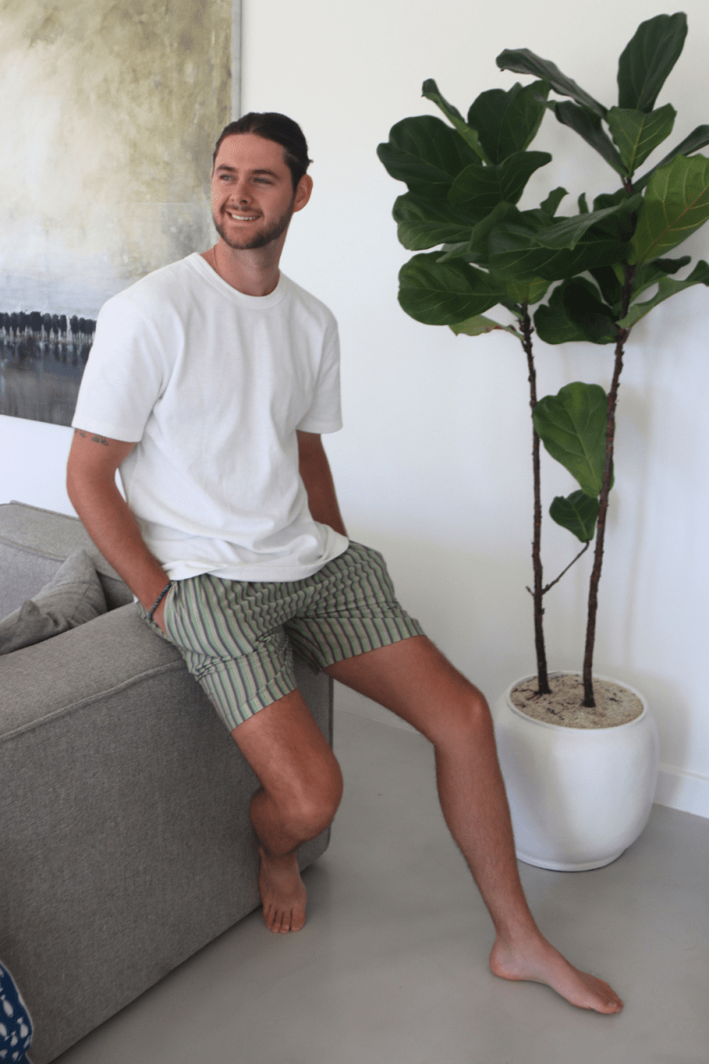 Men's Stripe Green Shorts - Gawjus
