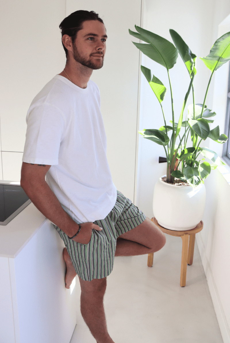 Men's Stripe Green Shorts - Gawjus