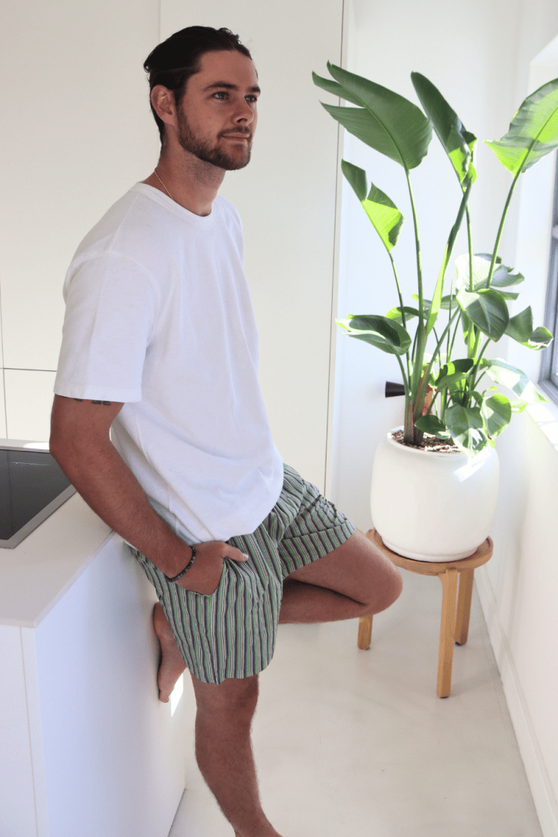 Men's Stripe Green Shorts - Gawjus