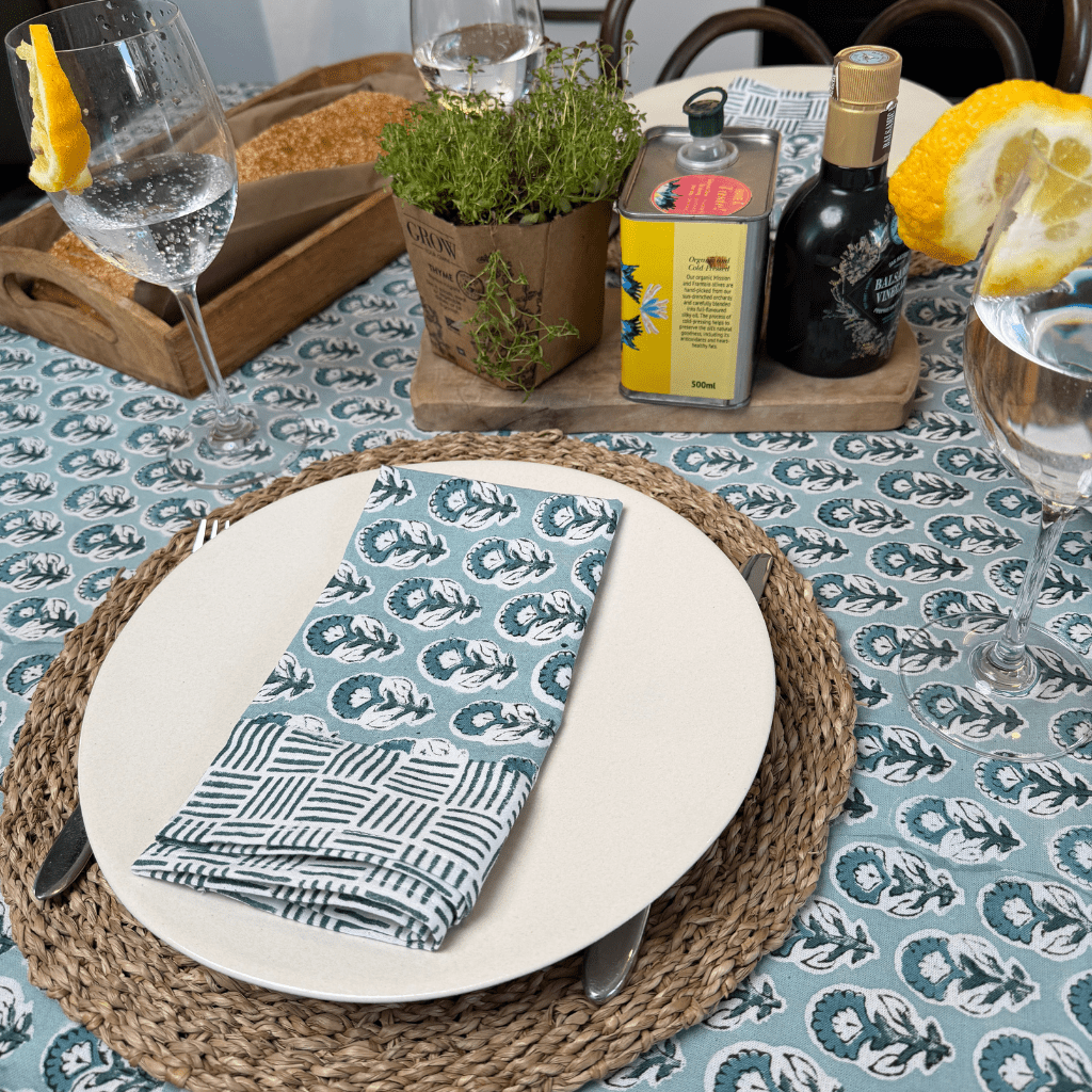 Napkin Set - Duck Egg Bloom - Gawjus