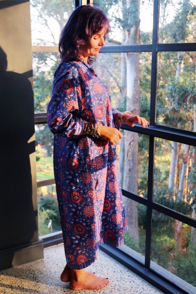 Poppy on Blue Night Shirt - Gawjus.CapeTown