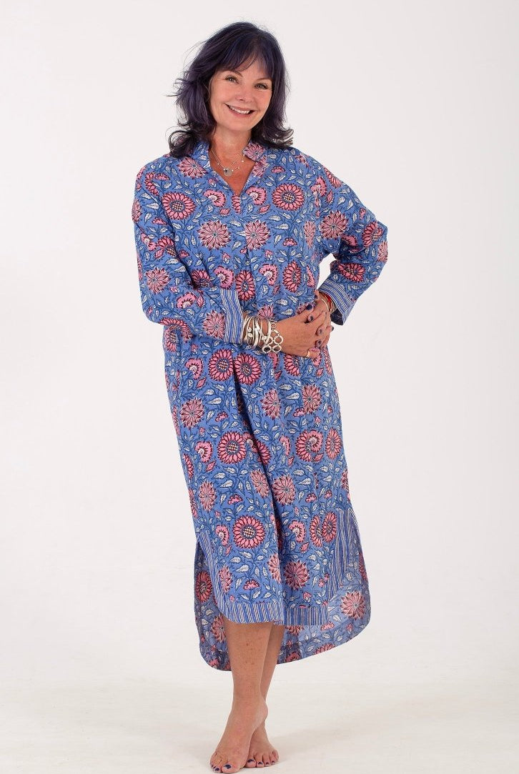 Poppy on Blue Night Shirt - Gawjus.CapeTown