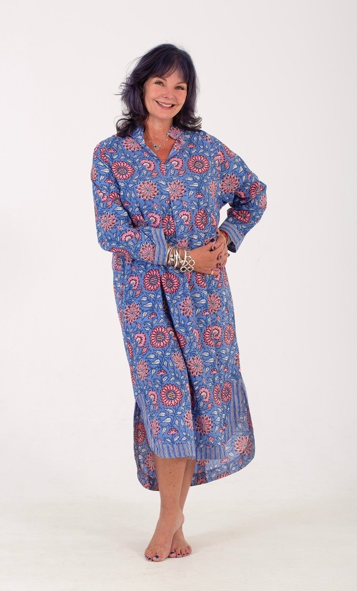 Poppy on Blue Night Shirt - Gawjus.CapeTown