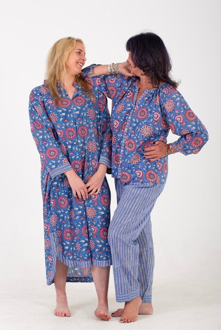 Poppy on Blue Night Shirt - Gawjus.CapeTown