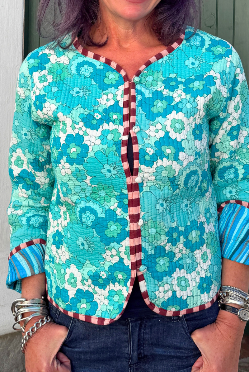 Quilted Jacket - Retro Floral - Gawjus
