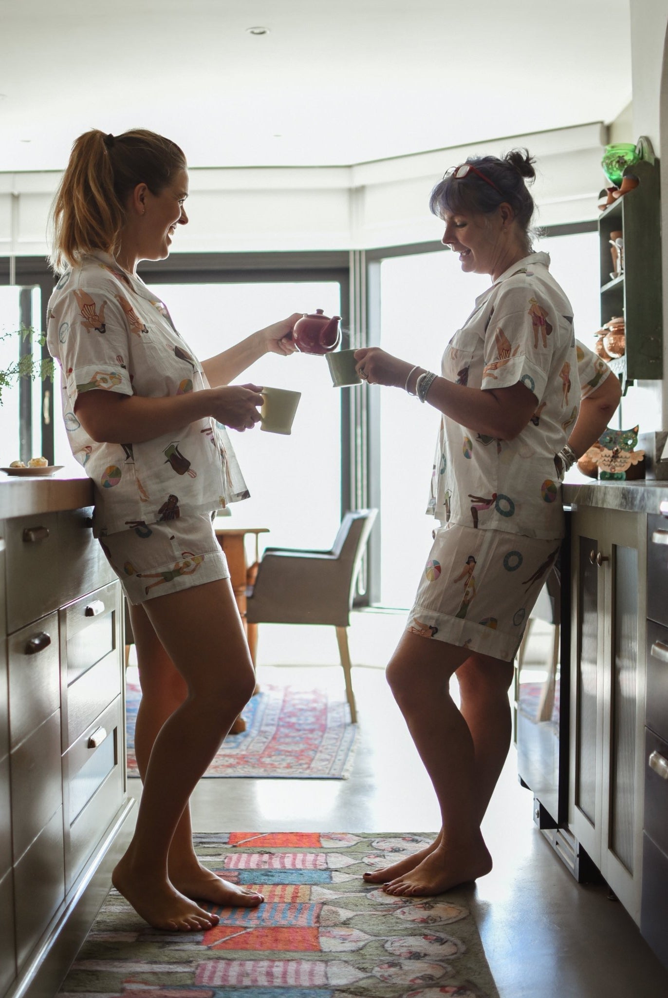 Shorty Pyjamas - Beach White/Blue - Gawjus.CapeTown