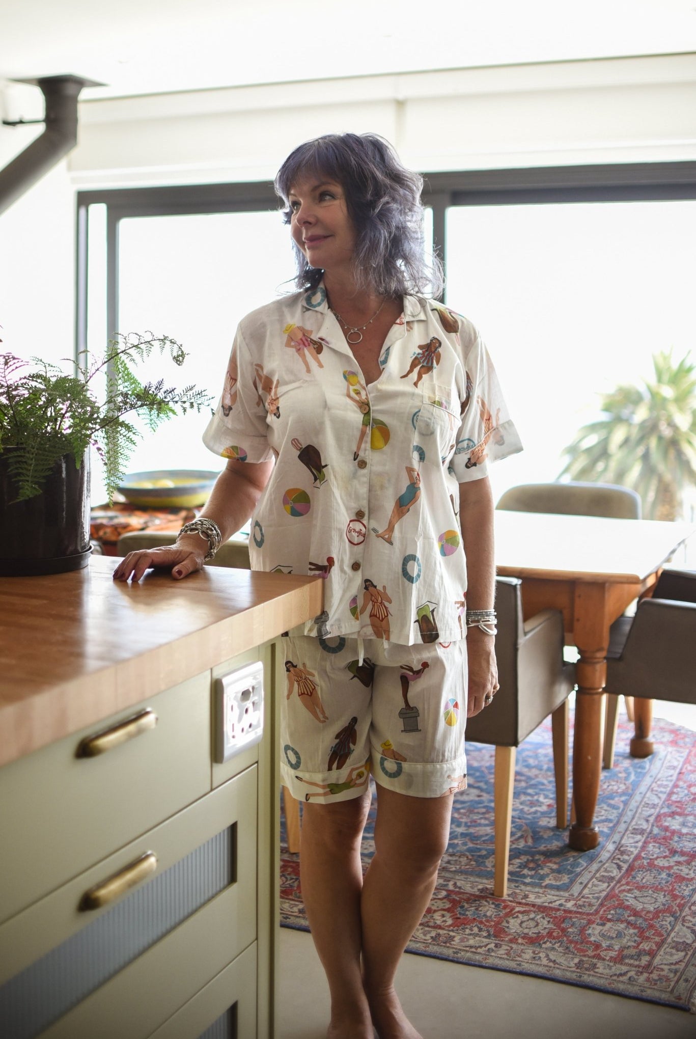 Shorty Pyjamas - Beach White/Blue - Gawjus.CapeTown