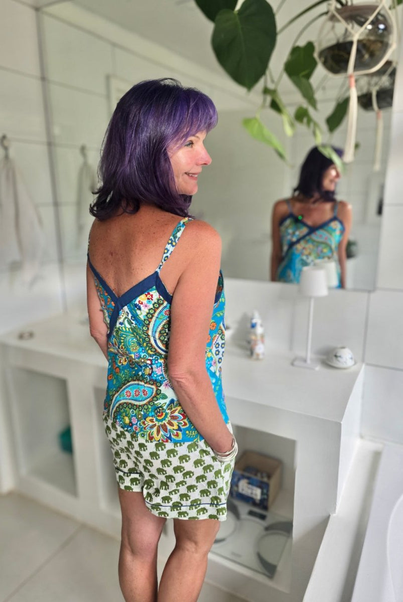 strappy shortie set - Green Ellie - Gawjus