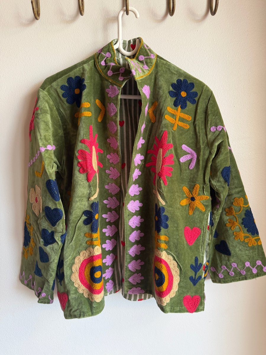Suzani Embroided Jacket - Garden - Gawjus