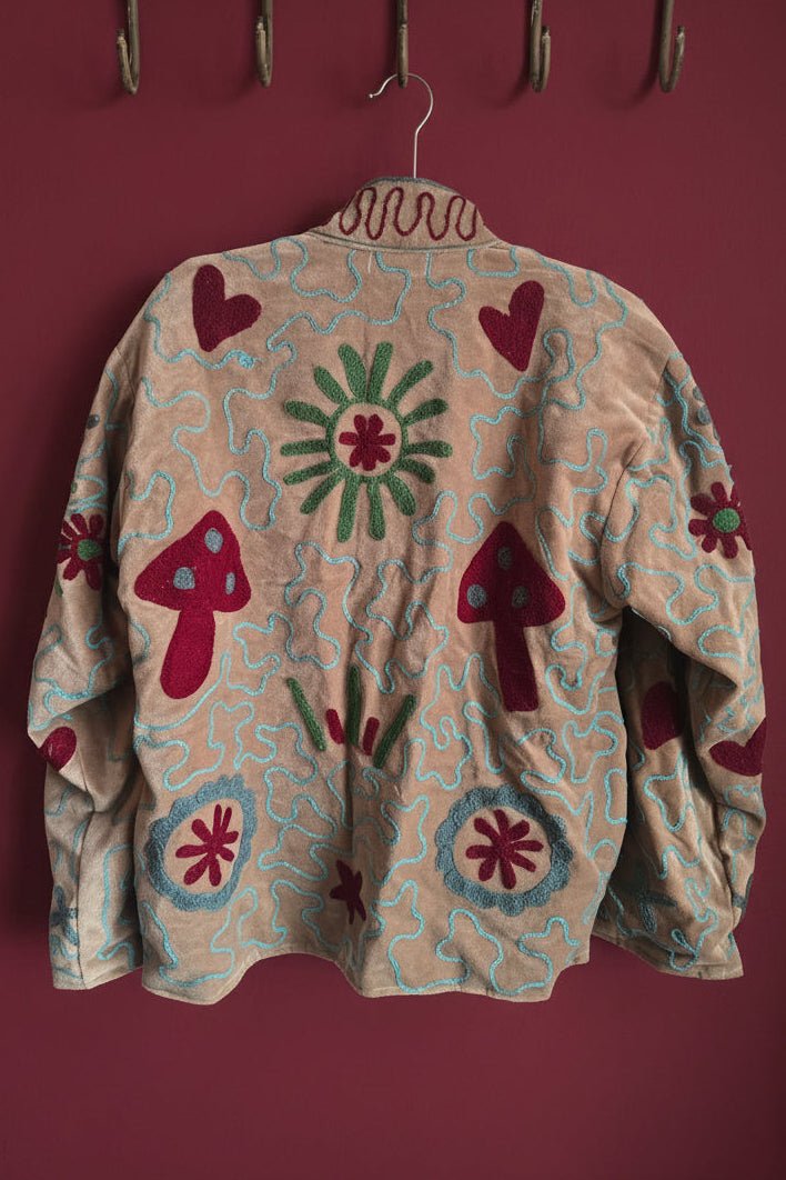 Suzani Embroided Jacket - Lovely Shroom - Gawjus