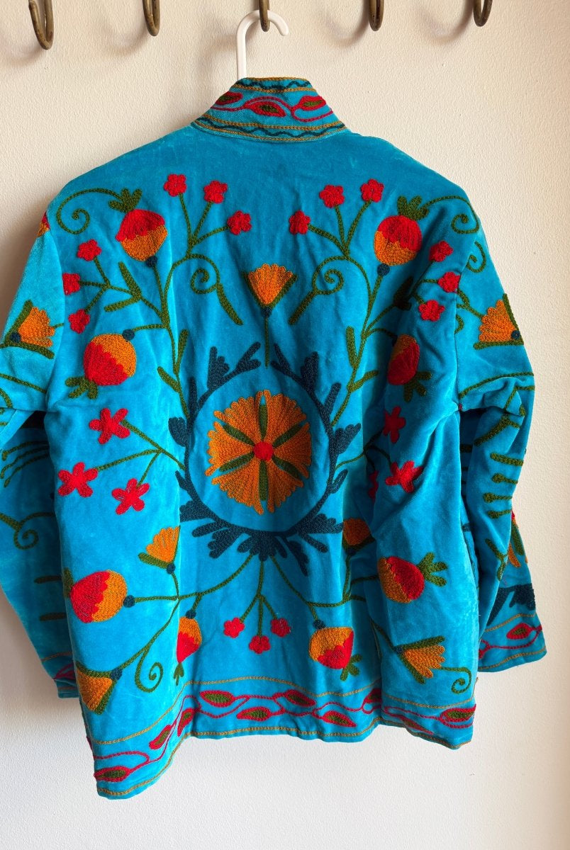 Suzani Embroided Jacket - Mandarin - Gawjus