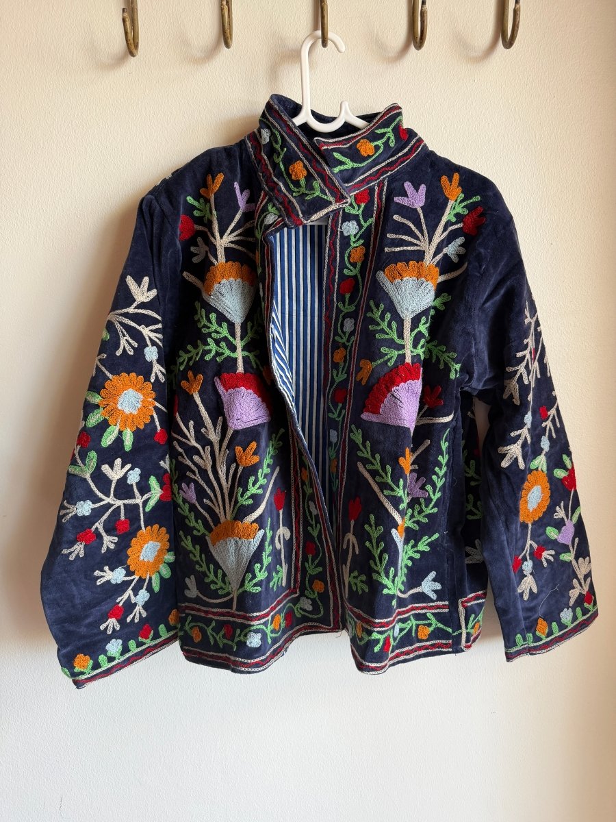 Suzani Embroided Jacket - Midnight Garden - Gawjus