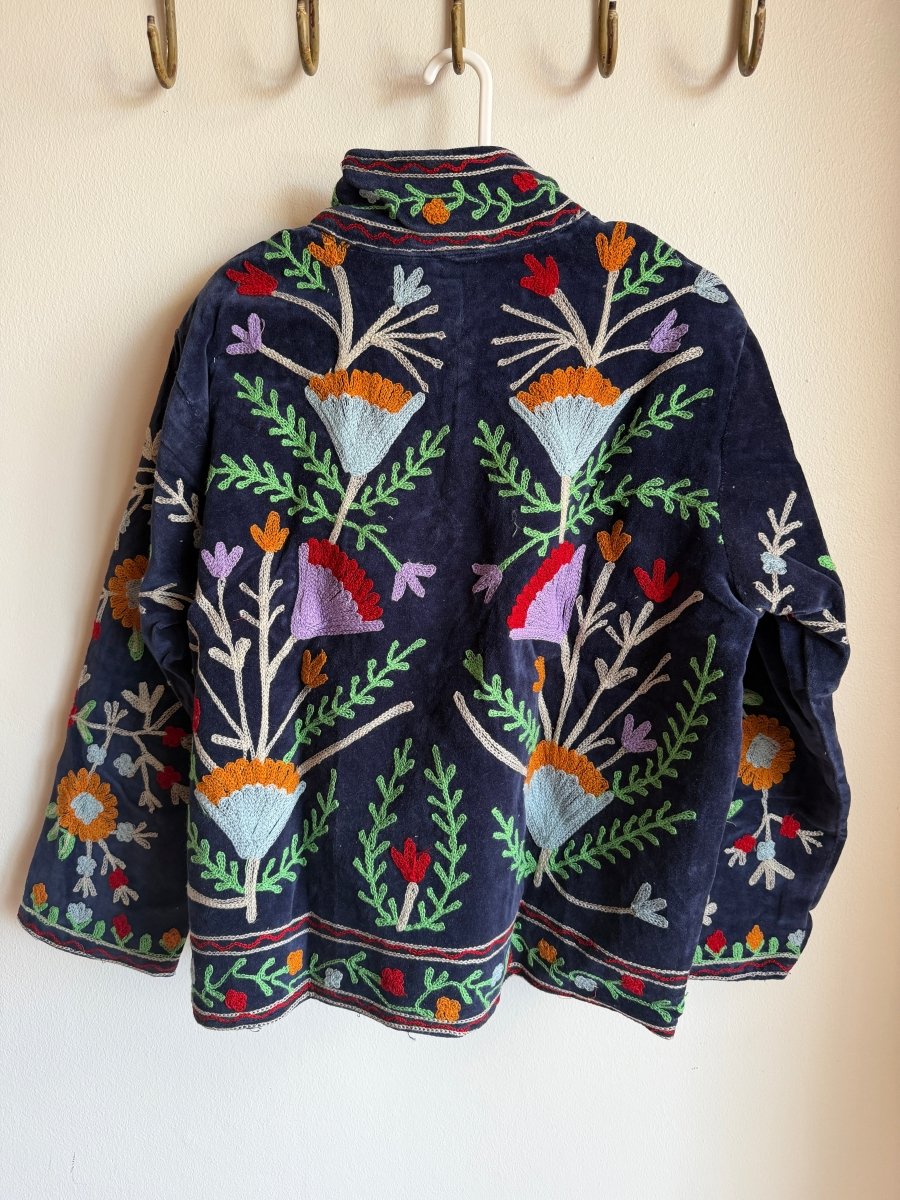 Suzani Embroided Jacket - Midnight Garden - Gawjus