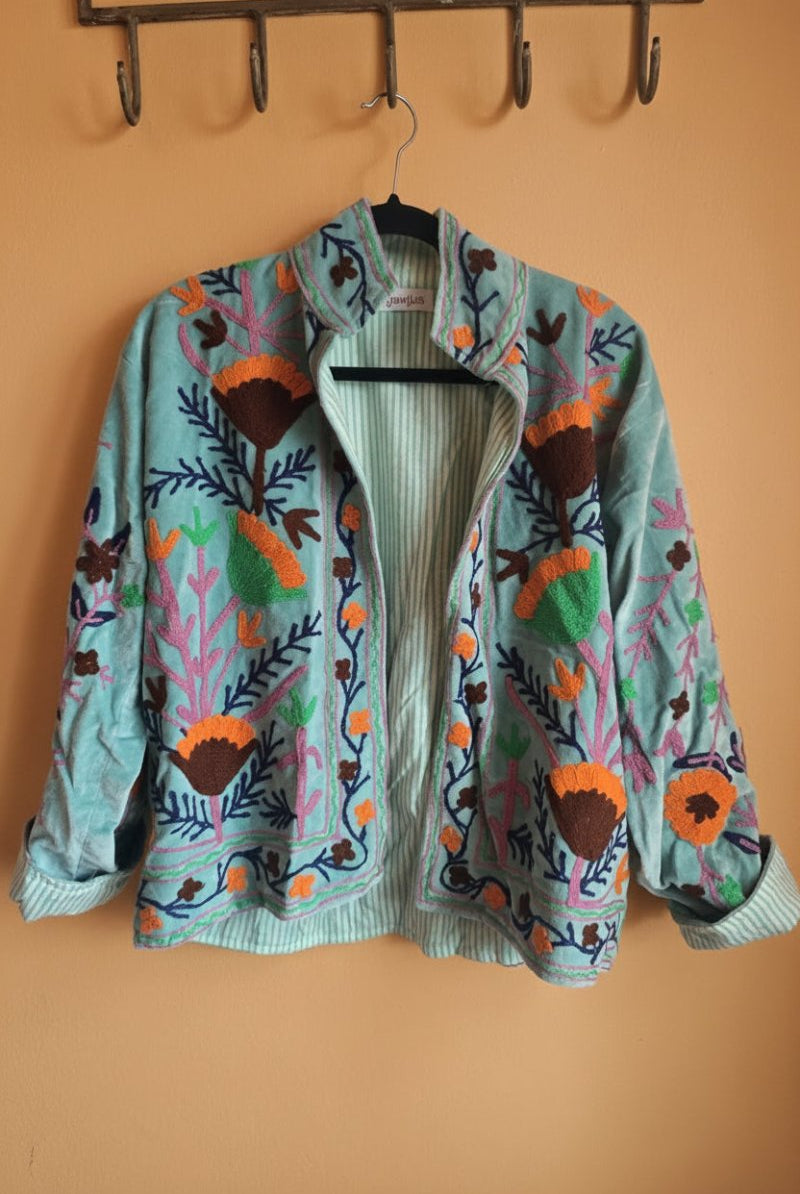 Suzani Embroided Jacket - Oceanic Garden - Gawjus
