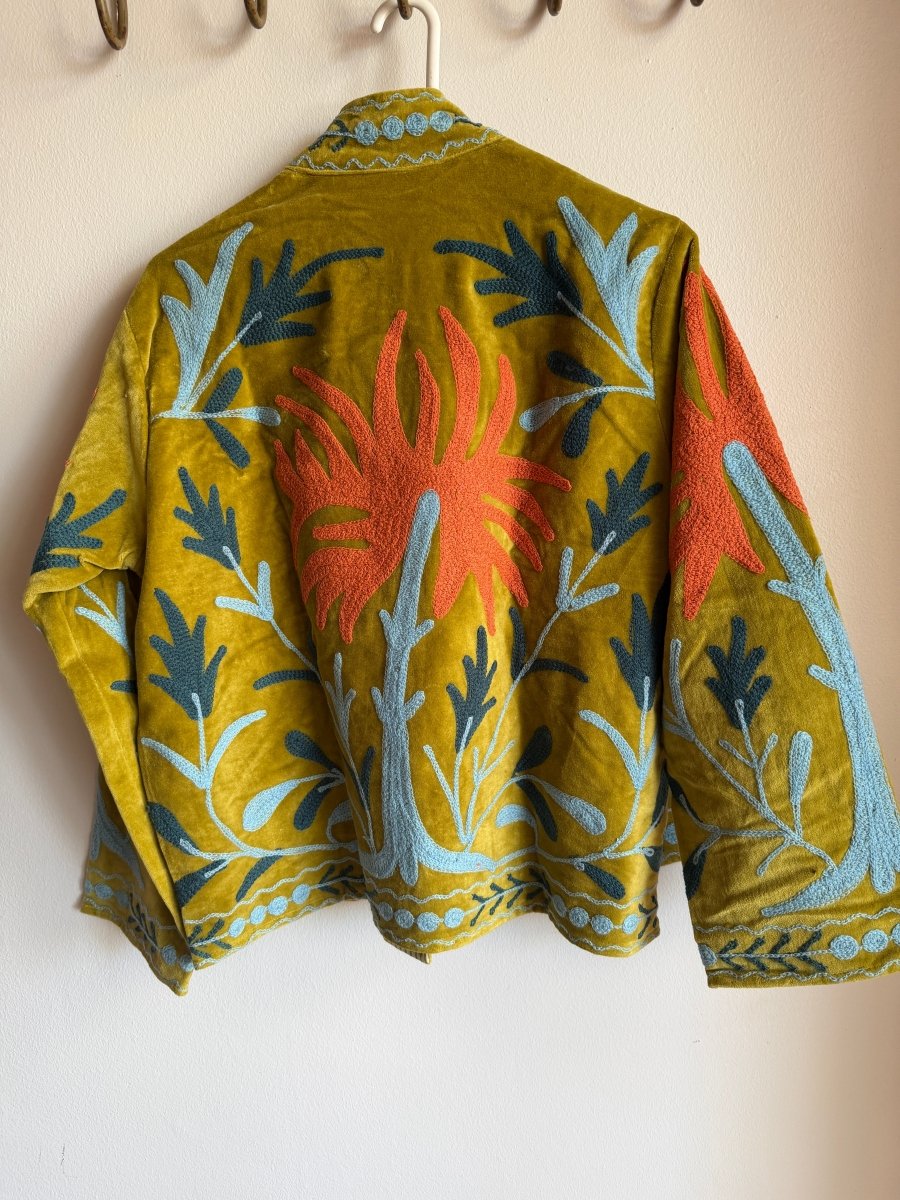 Suzani Embroided Jacket - Orange Bloom - Gawjus