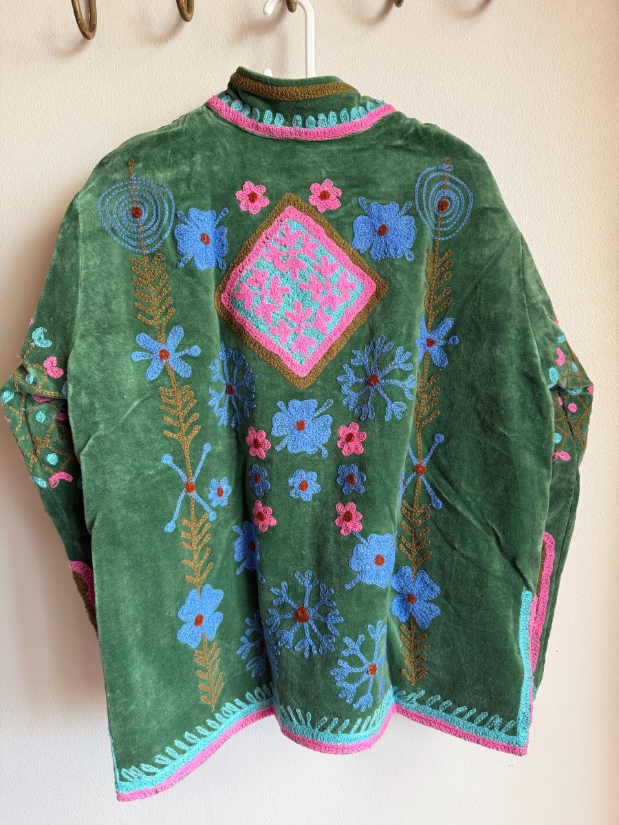 Suzani Embroided Jacket - Pink & Blue Prism - Gawjus