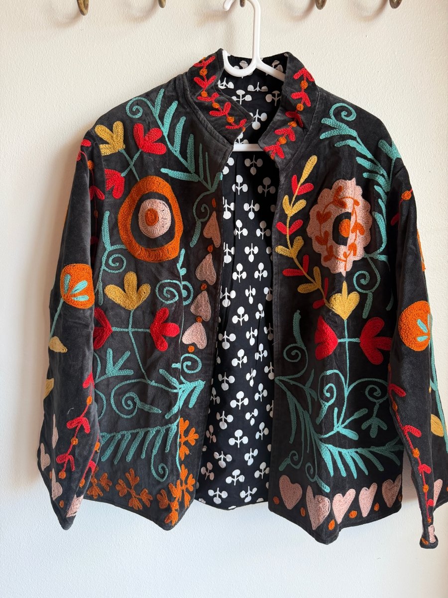 Suzani Embroided Jacket - Polka Dots - Gawjus